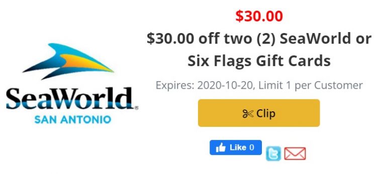 H E B Buy 2 Seaworld Or Six Flags Gift Cards Get 30 Off Gc Galore - seaworld roblox