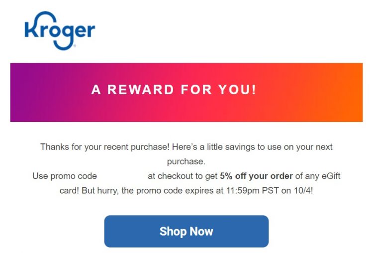 Kroger Online eGift Cards 10.02.20 5%