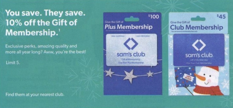 Sam's Club Gift Of Membership 10% Off