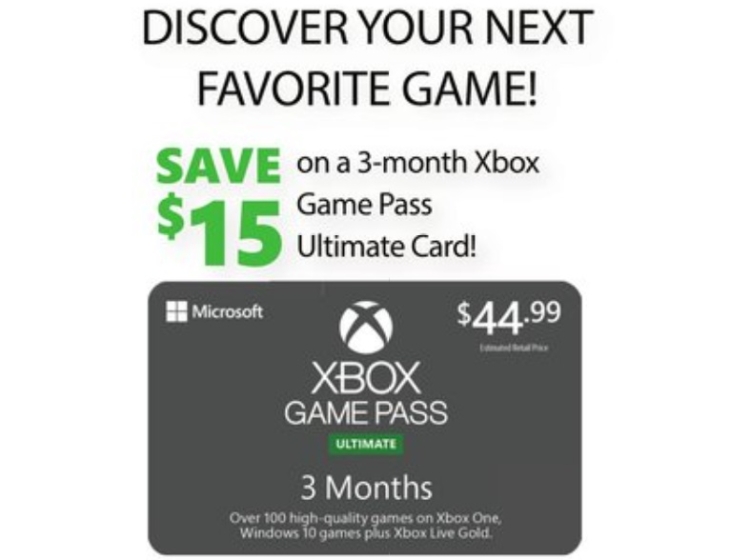 xbox game pass gift card 3 month