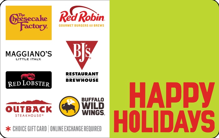 Happy Holidays Dining Choice Gift Card