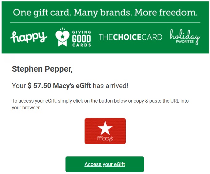 Happy Swap Gift Card details