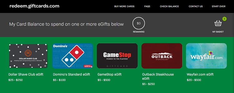 Happy Swap Gift Card redemption landing page