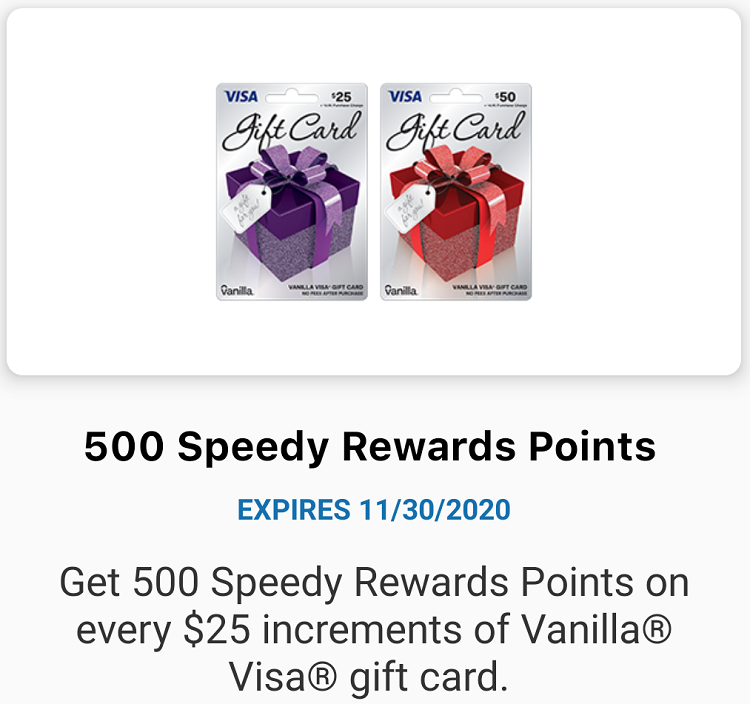 Speedway Vanilla Visa gift card deal