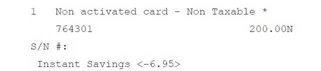 Staples non-activated card