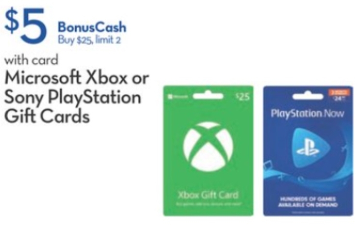 Expired Rite Aid Buy 25 Xbox Or Playstation Gift Cards Get 5 Bonuscash Limit 2 Gc Galore