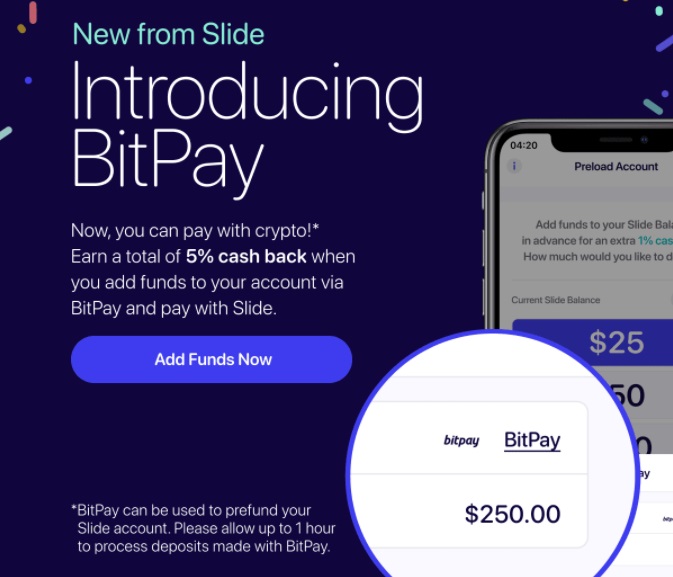 Slide App BitPay Bitcoin