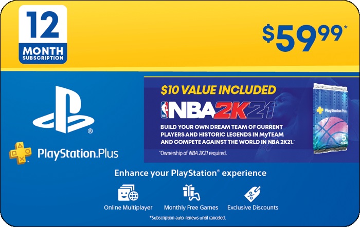 PlayStation Plus NBA 2K21 Gift Card