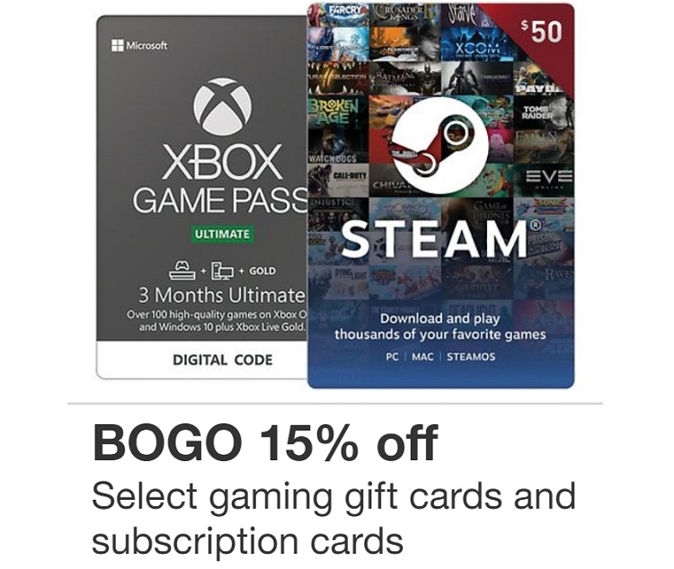 Wario64 on X: Buy One Get One 15% off video game cards at Target   #ad Steam gift cards only in-stores. A good way to  knock off about 13% off a Steam