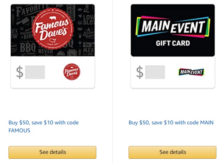 Expired Amazon Save 20 On Famous Dave S Twitch Main Event Gift Cards Gc Galore - dose jewul osco have roblox gift cards