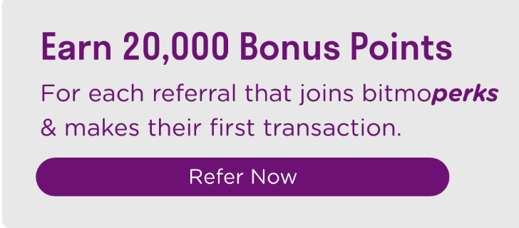 Bitmo 20,000 Perk Points referral