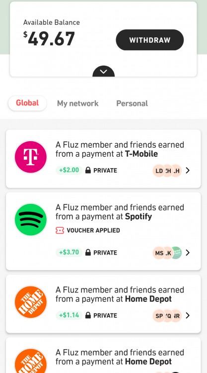 Fluz app - Global purchases