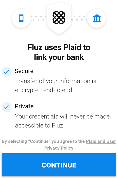 Fluz app - Linking your account(s) with Plaid