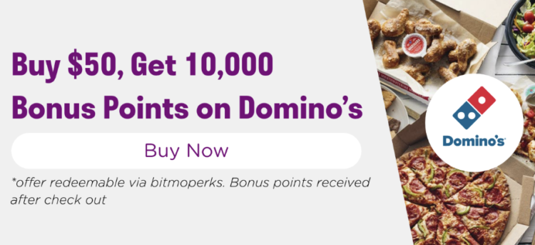 Bitmo Domino's promo code DOM10KBONUS