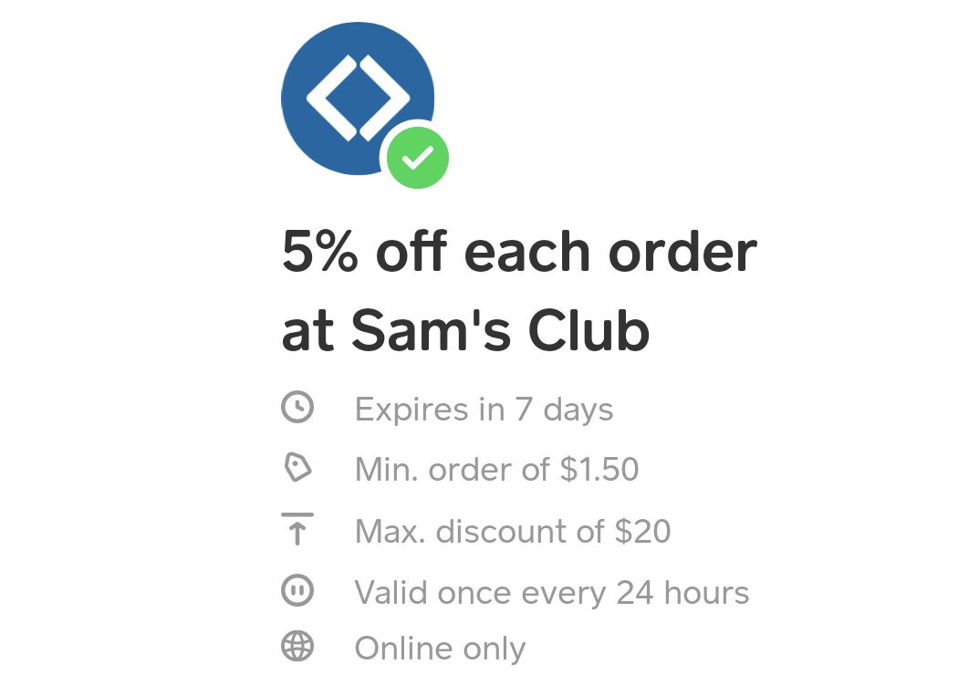 (EXPIRED) Cash App Earn 5 Cashback On Sam's Club Orders Online Gift
