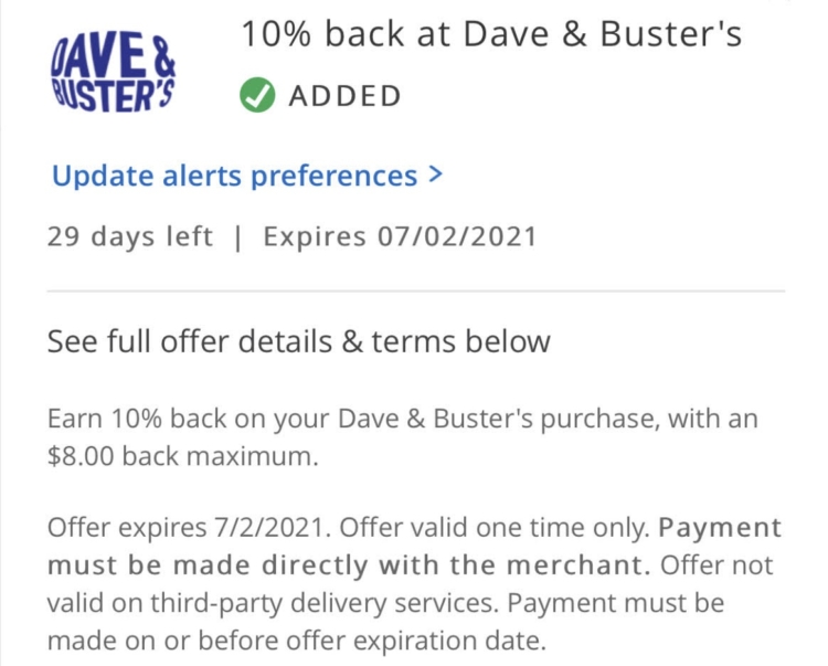 Expired Dave Buster S Chase Offer Get 10 Back On Up To 80 Spend Ends 7 2 21 Gc Galore - roblox bank busters