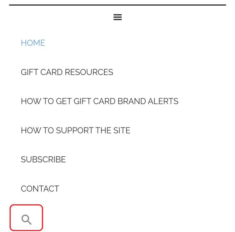 GCG mobile search bar in menu