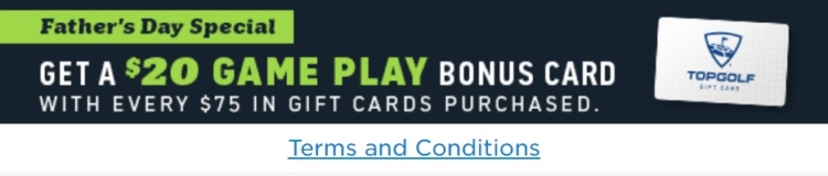 Topgolf bonus card promo