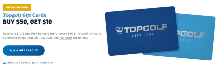 Topgolf Bonus Card Promo