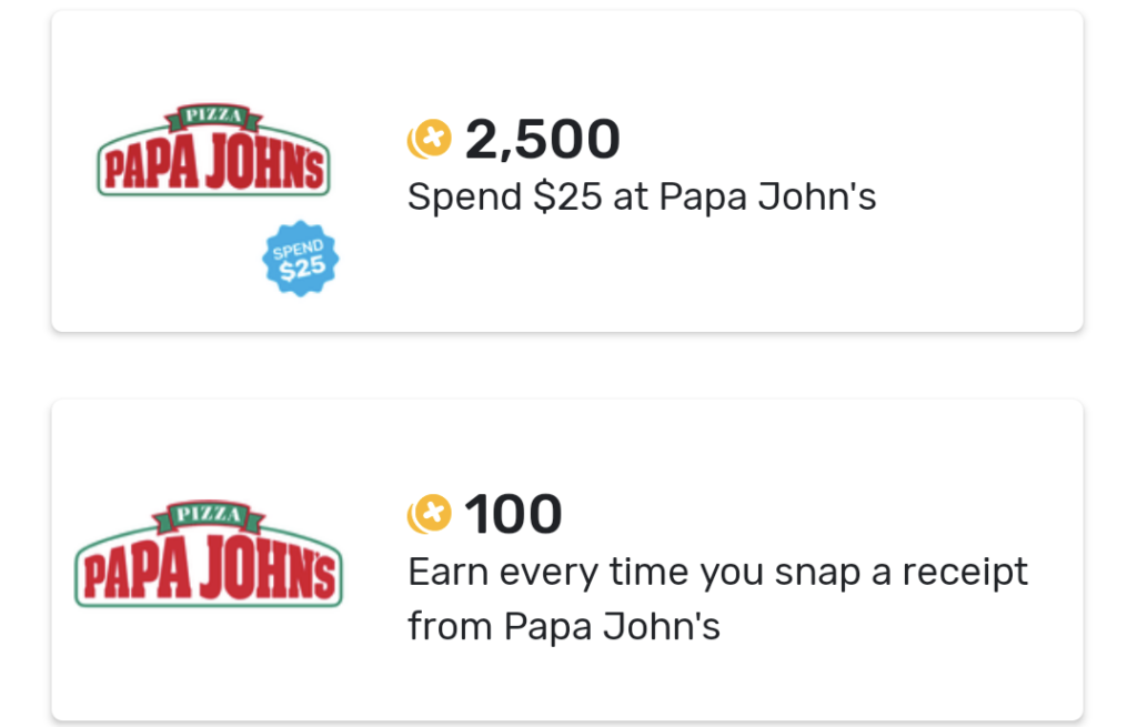 (EXPIRED) Fetch Rewards Spend 25 At Papa John's Get 2,600 Points (2.