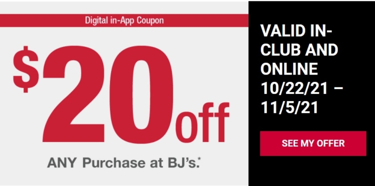 BJ's Wholesale Club $20 Off Anything