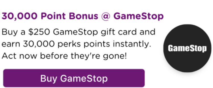 Bitmo $250 GameStop 30,000 Perk Points