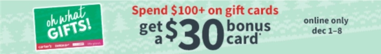 Carter's bonus card offer $100 $30 12.05.22