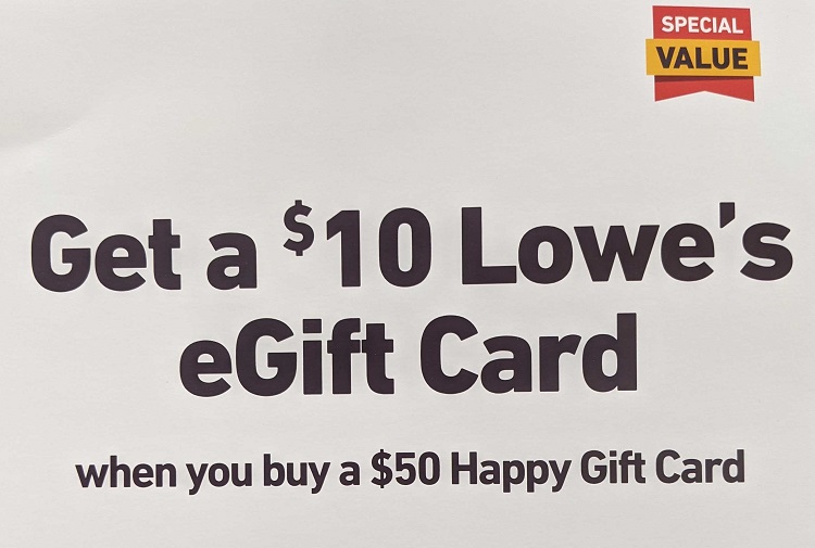 Lowe's Happy gift card deal