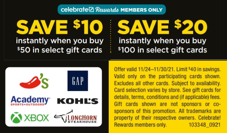 Brookshire Brothers Gift Card Deals 11.24.21