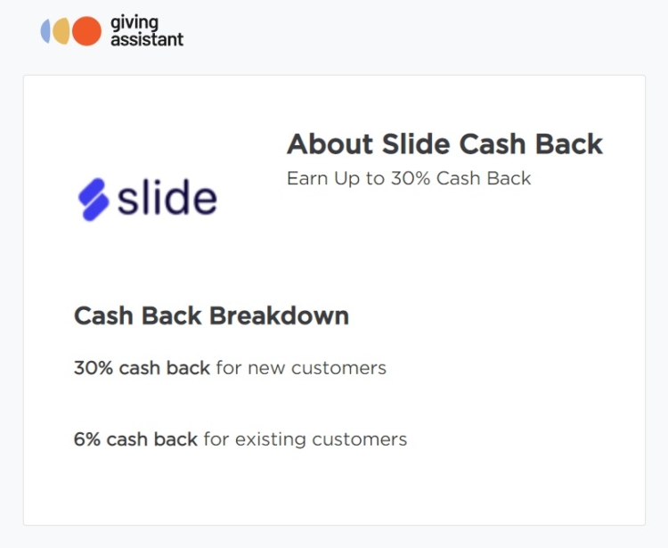 Giving Asisstant Slide 30% 6% Cashback