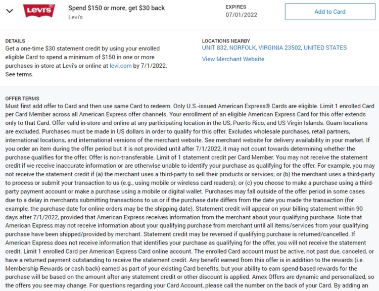 EXPIRED) Levi's Amex Offer: Spend $150 