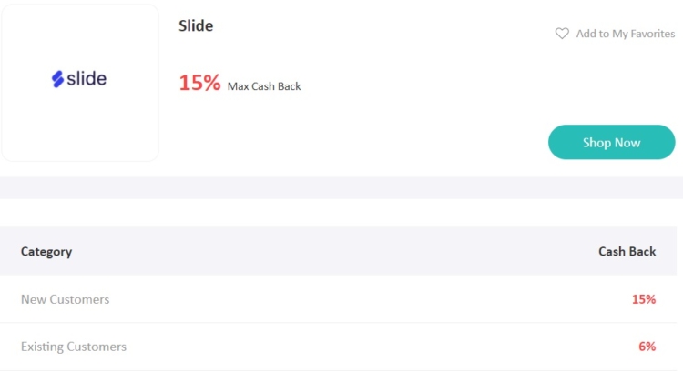 MaxRebates Slide 6% Cashback Existing Users