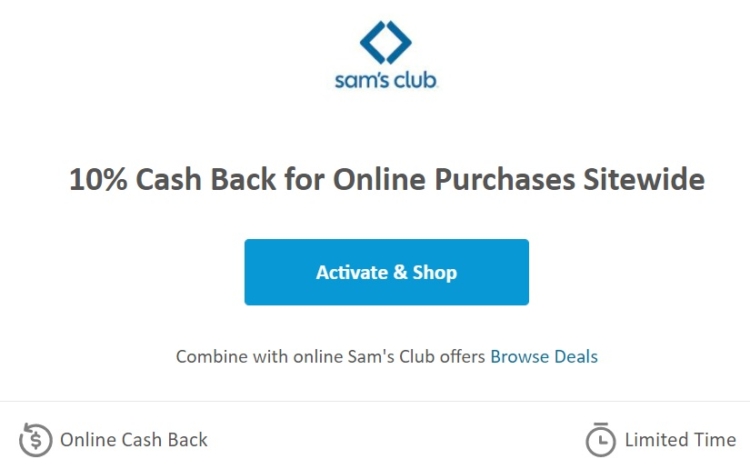 RetailMeNot Sam's Club 10% Cashback
