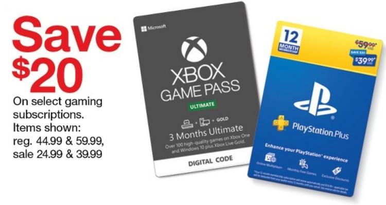 Target Xbox Game Pass PlayStation Plus