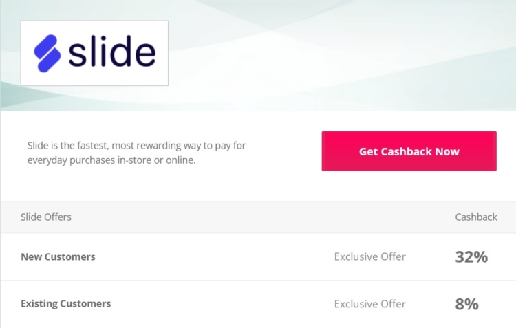 TopCashback Slide 8% existing users 32% new users