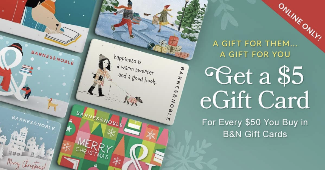 Barnes Noble Gift Cards And EGift Cards Gift Card Cards 59 OFF   Barnes Noble Gift Card Promotion Buy 50 Get 5 12.06.21 