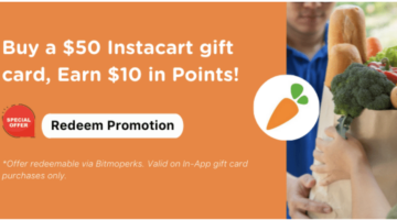 Bitmo $50 Instacart 10,000 Perk Points