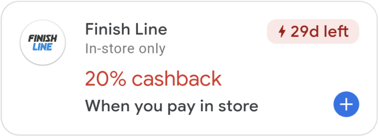 Google Pay Finish Line 20% Cashback