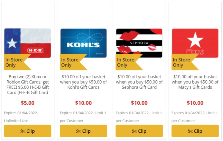 HEB gift card deals 12.29.21