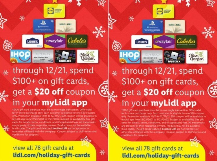 Lidl gift card deal 12.15.21