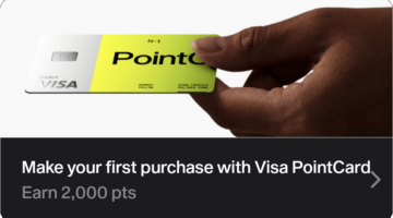 Point debit card 2,000 points Visa card use