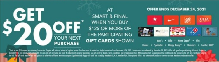 Smart & Final Gift Card Deal 12.08.21.