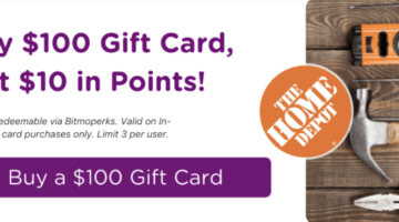 Bitmo $100 Home Depot 10,000 Perk Points