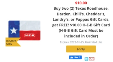 HEB gift card deal 01.19.22
