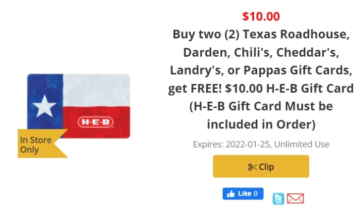 HEB gift card deal 01.19.22