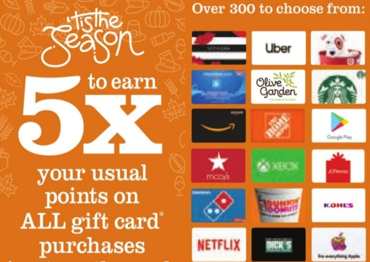 Price Chopper (NY/PA/CT/MA) Earn 5x Points On All 3rd Party Gift Cards  (Ends 2/17/24) - Gift Cards Galore