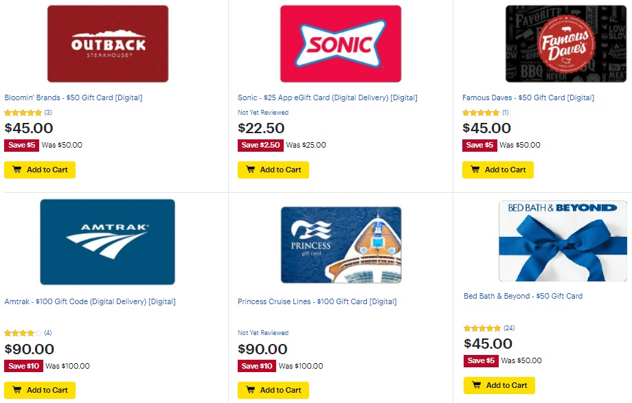 Best Buy Save 10 On Select Gift Cards (Amtrak, Bed Bath & Beyond