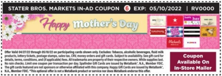 Stater Bros gift card deal 04.26.22.
