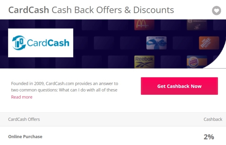 TopCashback CardCash 2% cashback