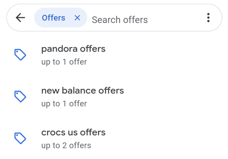 Google Pay search for offers